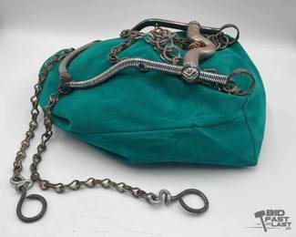 307  Vintage mexican made bit with silver striped inlay 