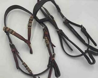 527 2 Browband leather headstalls