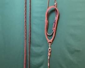 756 Leather tie down nose band and roping reins