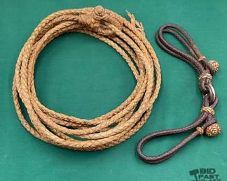 550 Braided rawhide reata with braided leather hobbles