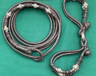 553 Braided leatherkangaroo reata and matching hobbles with sterling silver accents