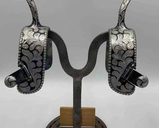 62  Blued western style Sterling silver spurs 