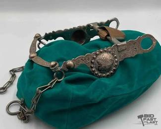 185  Beautiful sterling silver Garcia show bit with slobber chains 