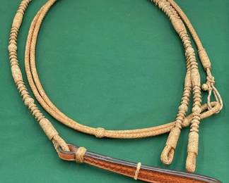 714 Natural braided rawhide romal reins