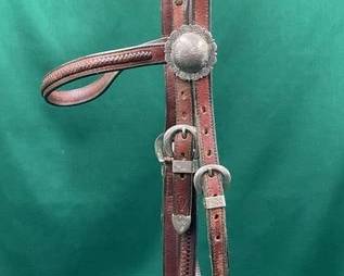 510  Vogt western style head stall with engraved sterling silver and matching reins 