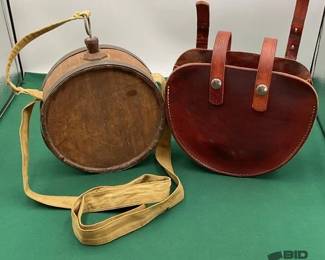 392 Antique canteen with leather carrier