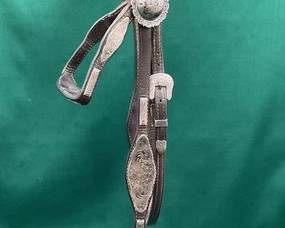509  Vintage western show head stall with engraved sterling silver 