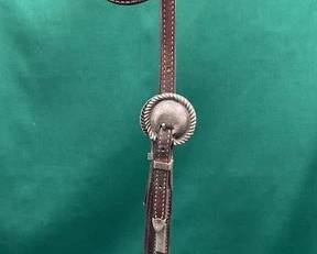 514  Vintage one ear head stall with engraved silver 