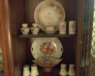 antique plates ,salt and pepper shakers 