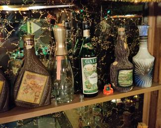 vintage liquor bottles all empty