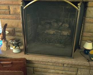 fireplace screen, statues