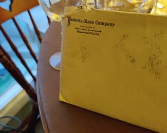 fostoria glass paperwork 