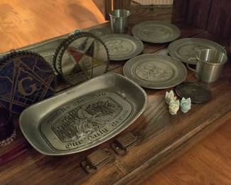 pewter items and freemason sun catchers