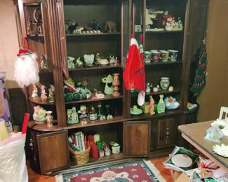 vintage glass cabinet, Christmas