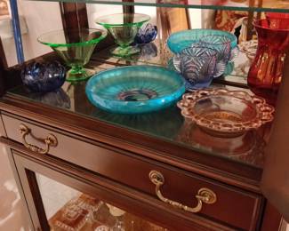 carnival glass bowl , depression glass