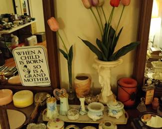 Victorian hair receiver and trinket boxes 