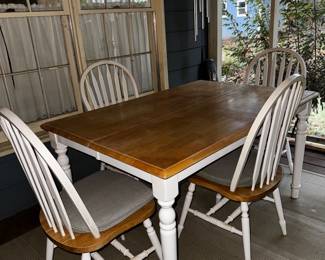 Vintage White Wooden Kitchen Table w/ Chairs