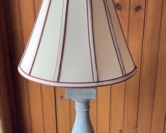 Vintage Table Lamp with Cream and Burgundy Trim Shade 