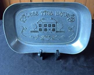 Pewter "Bless this House" Tray 