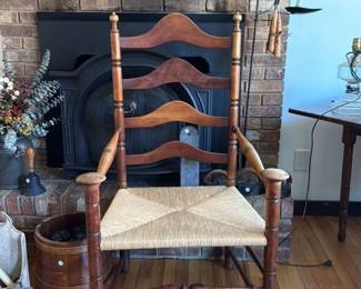 Antique Windsor Chair with Rush Seat 