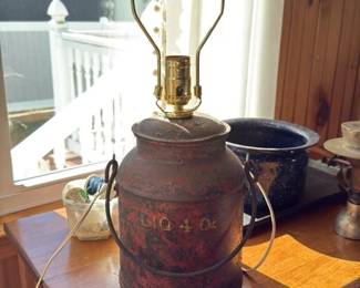 Vintage Metal Cream Can Lamp Base 