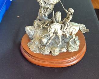 Bronze Sculpture of Native Americans on Horseback 