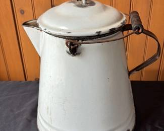 Vintage Enamelware coffee Pot percolator 