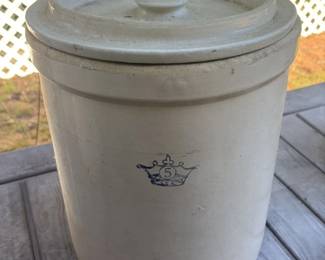 Vintage 5 Gallon Stoneware Crock with Lid 