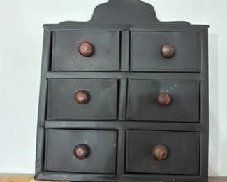 Vintage Metal Spice Rack with Six Drawers 