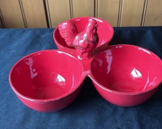 Vintage Red Ceramic Dragon Candy Dish 