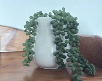 Artificial String of Pearls Plant in White Ceramic Pot 