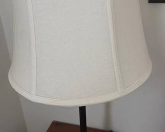 Cream Drum Lampshade with Black Metal Lamp Base 