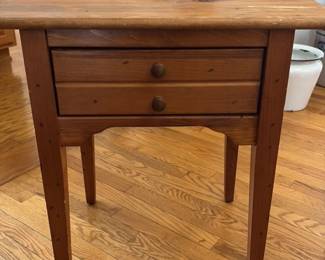 Rustic Pine End Table with Drawer 