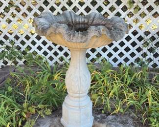 Vintage Concrete Bird Bath with Fluted Bowl 
