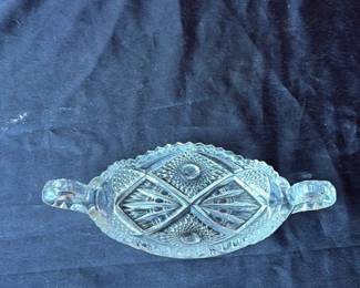 Antique Crystal Relish Dish with Handles 