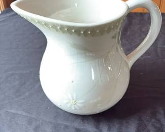 Vintage Ceramic Pitcher with Floral Design 