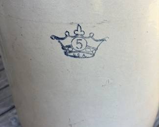 5 Gallon Stoneware Crock with Crown Mark 