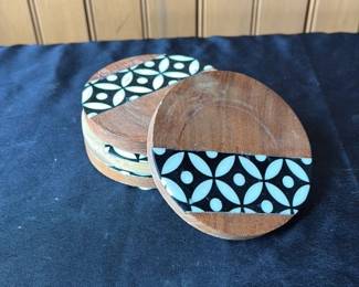 Wooden Coasters with Geometric Inlay 