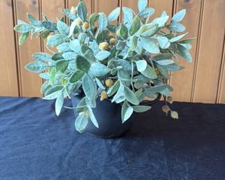 Artificial Lamb's Ear Plant in Black Pot 