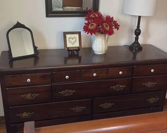 Antique Mahogany Dresser with Brass Pulls 