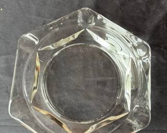 Vintage Hexagonal Glass Ashtray 