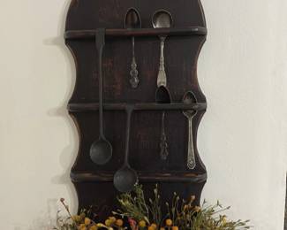 Antique Spoon Rack with Dried Flowers 