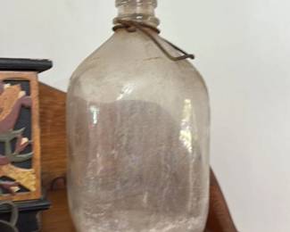Vintage glass water bottle with Wire Stopper 