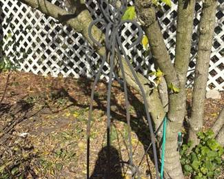 Wrought Iron Garden Trellis with Decorative Scrollwork 