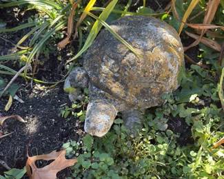 Vintage Concrete Garden Turtle Statue 