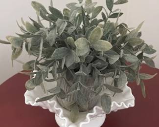 Artificial Lamb's Ear Plant in Ruffled Vase 