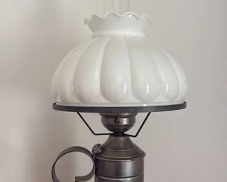 Antique Electric Lamp with Frosted Glass Shade 