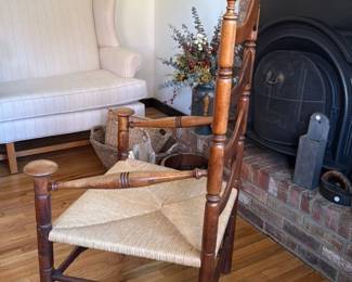 Antique Windsor Chair with Rush Seat 
