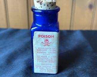 Vintage Mercury Bichloride Poison Bottle 