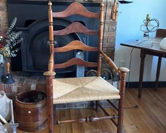 Antique Windsor Chair with Rush Seat 
